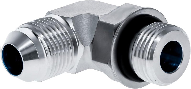 AKM 90 Degree Elbow Straight Hydraulic Hose Adapter Fittings, 6801-06-06 3/8" Male JIC (9/16"-18 thread) x 3/8" Male ORB (9/16"-18 thread) Connectors x 10 pack - Image 3